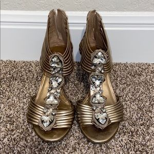 BCBG gold sandals